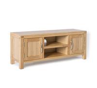 Abbey Light Oak Large TV Cabinet Unit | Roseland Furniture 120 cm Solid Wood Television Table Stand for TVs up to 54 inches for Living Room or Bedroom | Fully Assembled