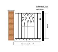Abbey Low Flat Top Metal Garden Gate 81cm High Black