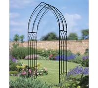 Abbey Metal Garden Rose Arch Arbour Modern Design 228cm High Black