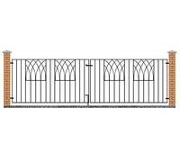 Abbey Modern Metal Driveway Garden Gates Wrought Iron Style Dual Swing Gate (3095mm Gap x 812mm High ABZP12)