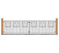 Abbey Modern Metal Driveway Garden Gates Wrought Iron Style Dual Swing Gate (3530mm Gap x 812mm High ABZP14)