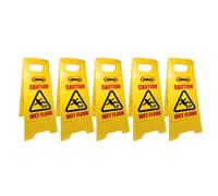 Abbey Pack of 5 Warning Caution Wet Floor Sign Yel