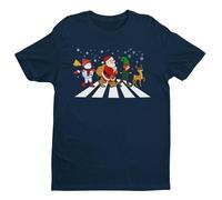 Abbey Parody Santa Crossing - Xmas - Funny Graphic Men's T-Shirt - Casual Printed Tee - Great Gift for Dad, Husband or Brother - Blue - S