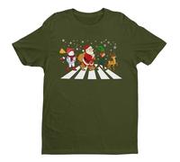 Abbey Parody Santa Crossing - Xmas - Funny Graphic Men's T-Shirt - Casual Printed Tee - Great Gift for Dad, Husband or Brother - Green - M