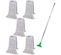Abbey Professional Kentucky Mop Handle And Holder And 5 Kentucky Heads (Green)