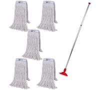 Abbey Professional Kentucky Mop Handle And Holder And 5 Kentucky Heads (Red)