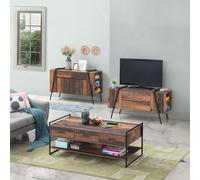 Abbey Rustic Industrial 3 Piece Living Room Set Coffee Table Sideboard TV Unit