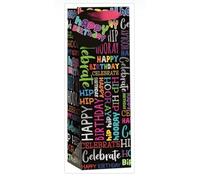 AbbeyShake bottle gift bags one size multicoloured - Pack of 6 (Black happy birthday celebration desing)