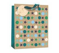AbbeyShake gift bags medium size multidesign - Pack of 6 (Green & blue stars)
