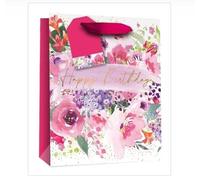 AbbeyShake gift bags medium size multidesign - Pack of 6 (Pink happy birthday rose gold foil finish)