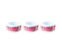 AbbeyShake low noise heavy duty fragile packing tape 48mm x 66m - pack of 3 rolls - for parcels and boxes (3)
