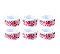 AbbeyShake low noise heavy duty fragile packing tape 48mm x 66m - pack of 6 rolls - for parcels and boxes (6)