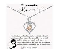 ABBGIABBW - A Mama To Be Pendant Necklace With Message Card For Mother Daughter First Time Gifts For Expecting Mother Wife, Small, Cubic Zirconia, Cubic Zirconia