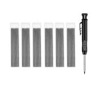 ABBGVGVI 6 PCS Lead Refills and Black Carpenter Pencil - 2.8×120mm, Waterproof Graphite for Woodworking/Construction