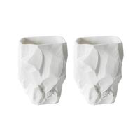 ABBI NIMO 2 Pack Hand-Sculpted Stone-Look Ceramic Toothbrush Holder, Matte White Tumbler for Bathroom Countertop, Natural Pen Holder or Makeup Brush Organizer