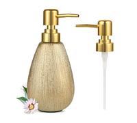 ABBI NIMO Brushed Gold Ceramic Soap Dispenser, 11 Oz Textured Hand or Dish Soap Dispenser with Golden Plastic Pump for Bathroom or Kitchen Countertop
