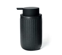 ABBI NIMO Ceramic Foam Soap Dispenser for Bathroom, Speckled and Ribbed, Black Bottle, 350 ml with Silicone Pump, Refillable Soap Dispenser for Kitchen