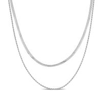 Abbie+Cleo 4.5mm Italian Sterling Silver or Yellow Gold Plated Double Strand Herringbone Rope Necklace - Adjustable 16" + 2" Extender, 4.5MM, Sterling Silver, No Gemstone