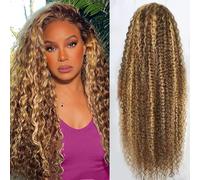 abbildung 76.2 cm Highlight Ombre Lace Front Wig Real Hair 33 x 15.2 cm HD Honey Blonde 4/27 Deep Wave Lace Frontal Wigs Glueless Wigs Human Hair