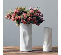 Abbittar Ceramic Vase Set of 2,10.7" and 9" H Large Flower Vases for Rustic Home Decor, Modern Farmhouse Decor, Living Room Decor, Table, Counter, Mantel and Entryway Decor (White)