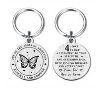 ABBNT 4 Years Sobriety Gifts for Men Women - 4 Year Sober Gift Keychain - 4 Year Sober Chip with Butterfly Design