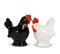 Abbott Ceramic FOOD_SHAKER: White and Black Chickens Salt and Pepper Shakers