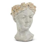 Abbott Collection 27-APHRODITE-535-LG Large Woman Head Planter, Grey/Gold