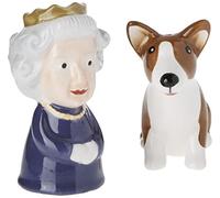 Abbott Collection 27-KITSCH-303 Queen and Corgi Salt and Pepper Shaker Set, Purple/Brown, 3.5" H