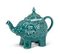 Abbott Collection 27-Mahout/Teal Ornate Elephant Teapot-Teal-10 L