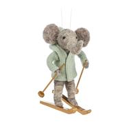 Abbott Collection 27MERINO412 Skiing Elephant Ornament 5 H GreyGreen