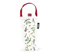 Abbott Collection 56-BT-GREENERY Wine Tote, 6x12 H, Holly, Pinecones & Berries