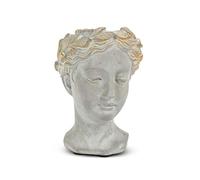 Abbott Collection Aphrodite Head Planter - Small Indoor and Outdoor Planter Pots - Whimsical Woman Statue Head Planter for Flowers and Succulents (6.5 inch, Grey/Gold)
