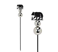 Abbott Collection Bear Planter/Garden Stake with Gazing Ball - Metal, Brown/Silver (24 inches H)