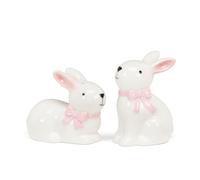 Abbott Collection Bunnies Salt Shaker & Pepper Shaker Set - Ceramic, White/Pink (7,6 cm H)