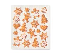 Abbott Collection Gingerbread Cookies Swedish Dishcloth - Cellulose/Cotton, Ivory/Brown (6.75x8 inches L)