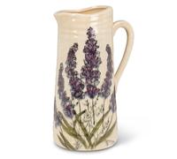 Abbott Collection Large Lavender Handled Vase - Stoneware, Ivory/Purple, 11 inches H (3.5" D Opening)