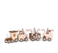Abbott Collection Large Train Set with Toys & Candy Decorative Figurine - Wood, Brown/Ivory (12 inches L)