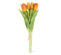 Abbott Collection Lifelike 5 Stem Tulip Bunch - Plastic, Orange/Green (12 inches H)