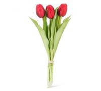 Abbott Collection Lifelike 5 Stem Tulip Bunch - Plastic, Red/Green (12 inches H)