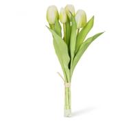 Abbott Collection Lifelike 5 Stem Tulip Bunch - Plastic, White/Green (12 inches H)