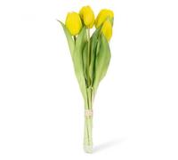 Abbott Collection Lifelike 5 Stem Tulip Bunch - Plastic, Yellow/Green (12 inches H)