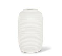 Abbott Collection Medium Simple Vase - Stoneware, Matte White Texture (12" H)