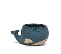 Abbott Collection Mini Whale Planter - Stoneware, Blue (2 inches H)