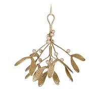 Abbott Collection Mistletoe Branch Ornament. Pack of 1 - Metal, Gold (6 inches H)
