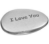 Abbott Collection Set of 3 Pieces 1" Metal Silver Aluminum Small Pebble I Love You Figurine