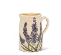 Abbott Collection Small Lavender Handled Vase - Stoneware, Ivory/Purple, 8 inches H (4.5" D Opening)