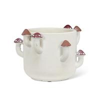 Abbott Collection Small Sprouting Mushroom Planter - Cement, Ivory/Brown (4 inches H)