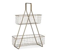Abbott Collection Standing Frame with Baskets - Metal, Dark Antique Brass (16.5"H)