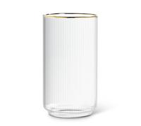 Abbott Collection Tight Vertical Optic Highball with Gold - Glass, Clear/Gold, 5.5 inches H (18oz)