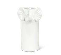 Abbott Collection Vase with Elephant Face - Ceramic, White (7.5" H)